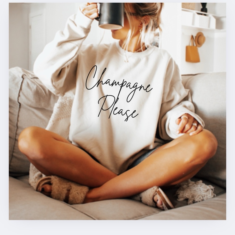 NEW Champagne Please Oversized Sweatshirt S-5X